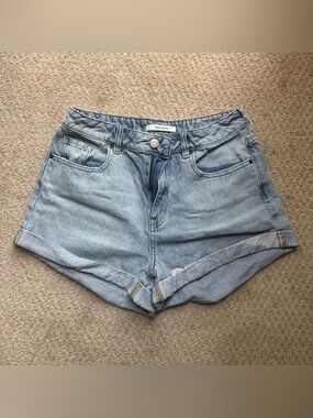 PacSun Light Wash High-Rise Rolled Hem Denim Shorts